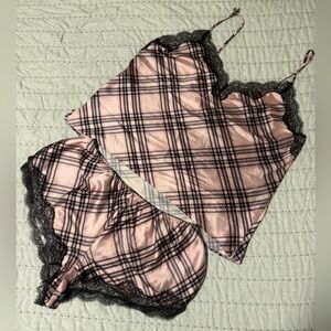 Victoria's Secret Black and Pink Satin Lace Lingerie